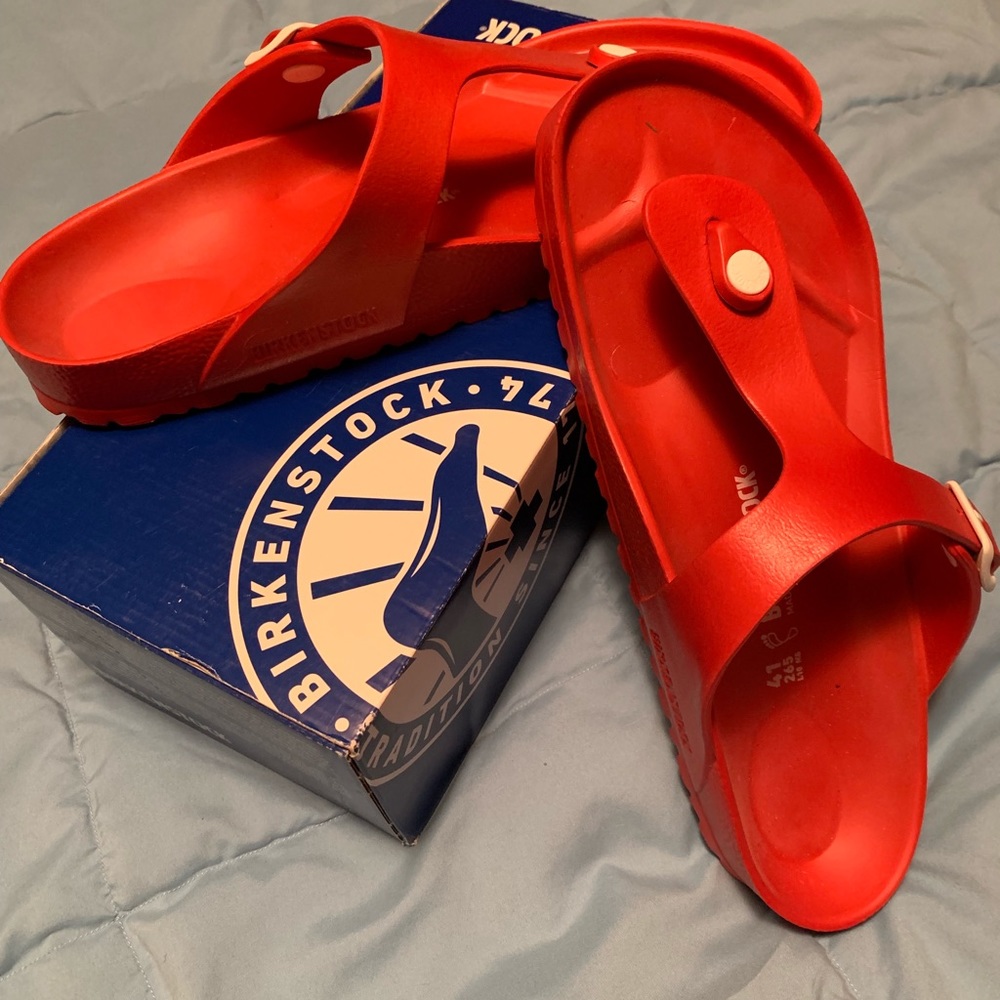 Worn One Time.... Red Waterproof Birks (Size 10)